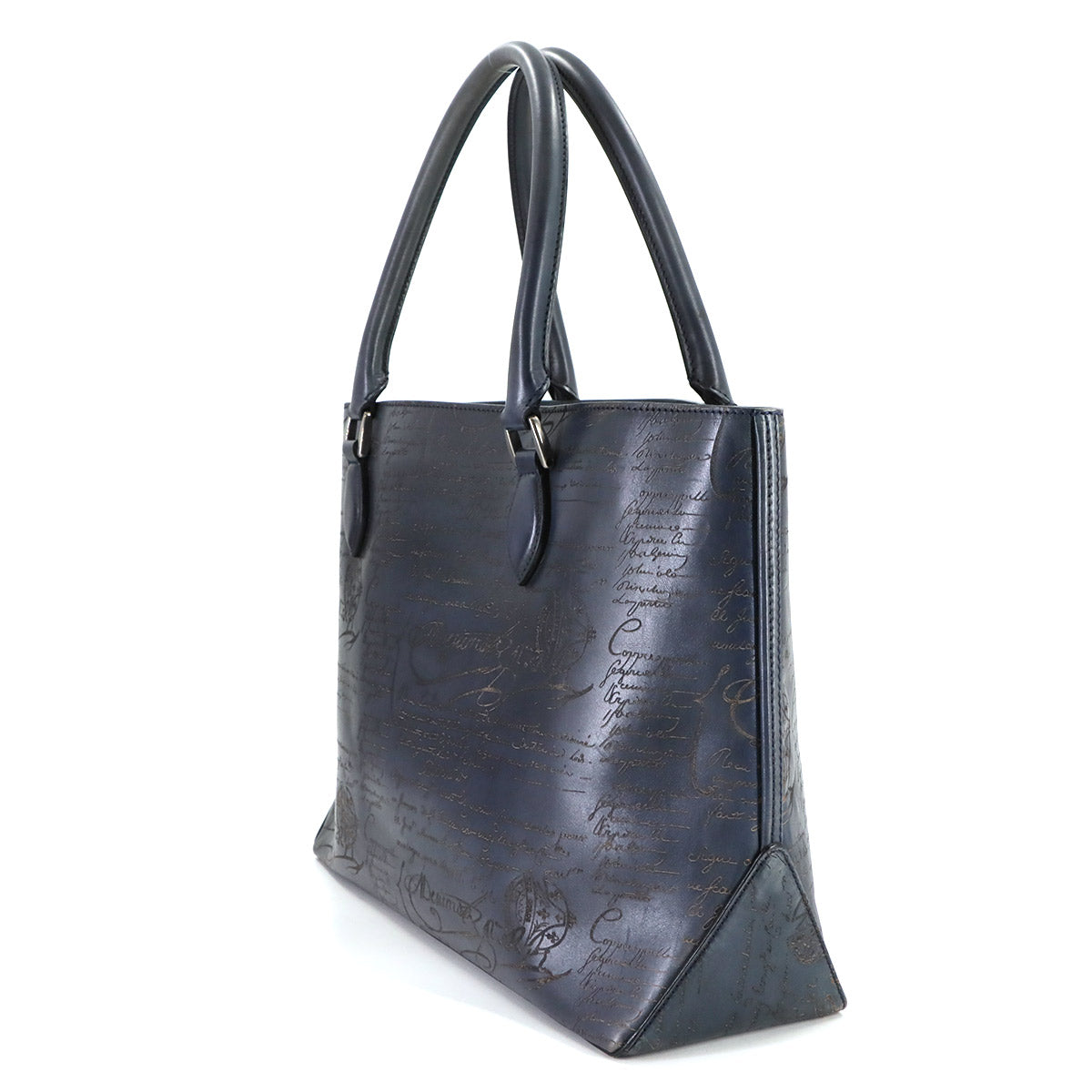 Calligraphy Toujours Tote Bag Venezia Leather Navy Purse