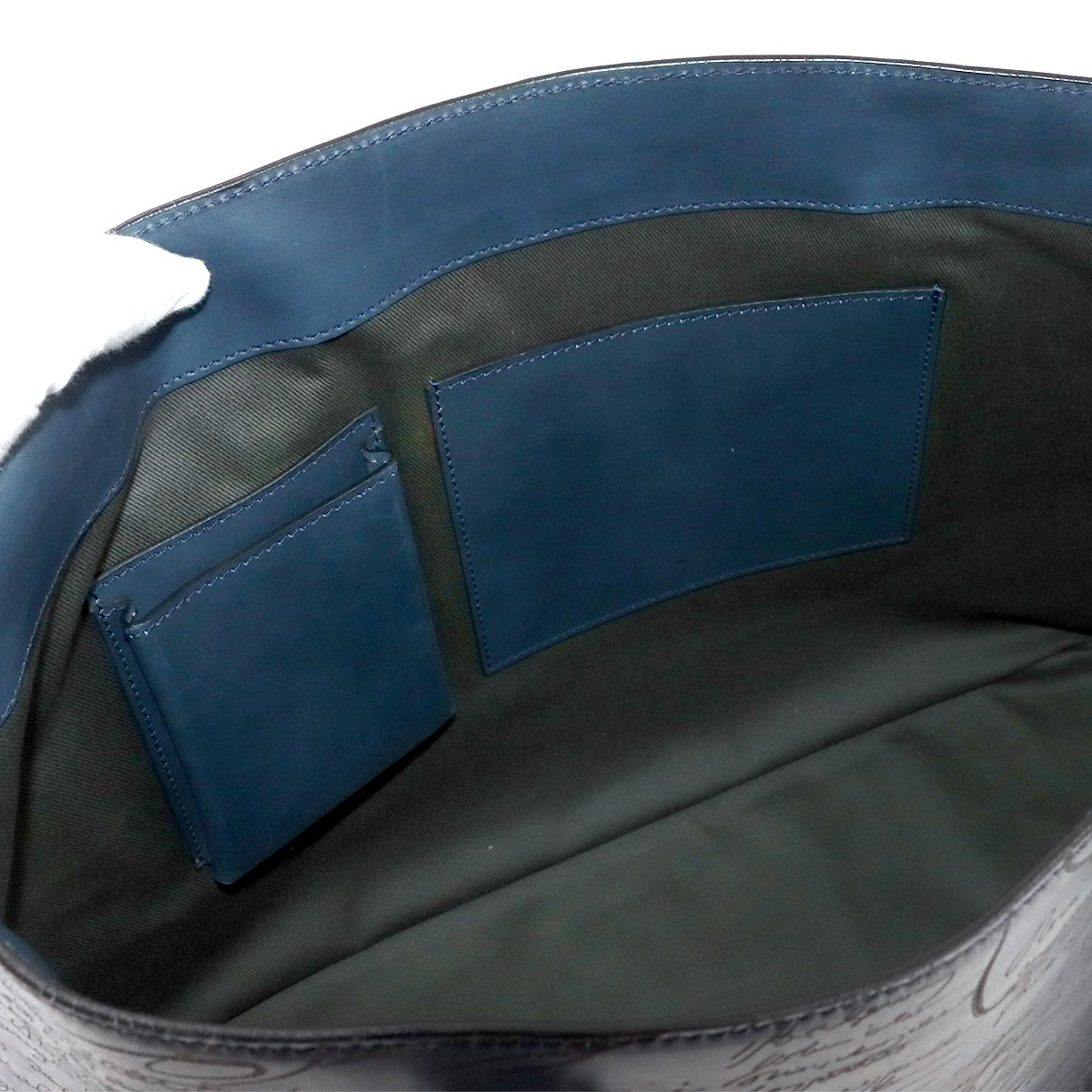 Calligraphy Toujours Tote Bag Venezia Leather Navy Purse