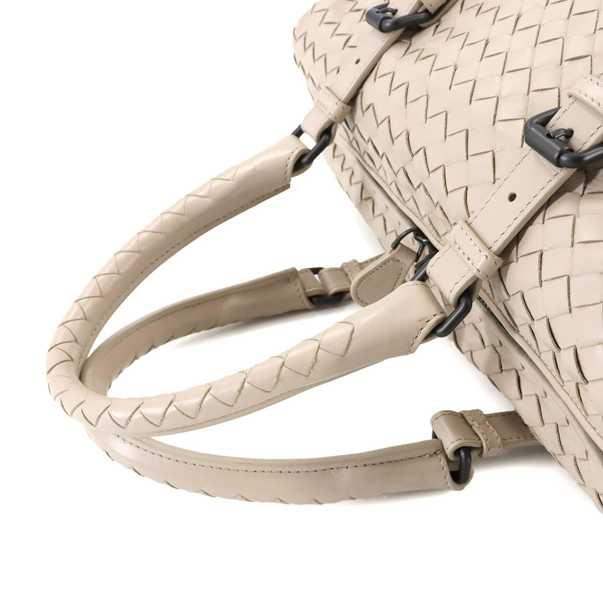 Intrecciato Hand Bag Leather Beige Purse