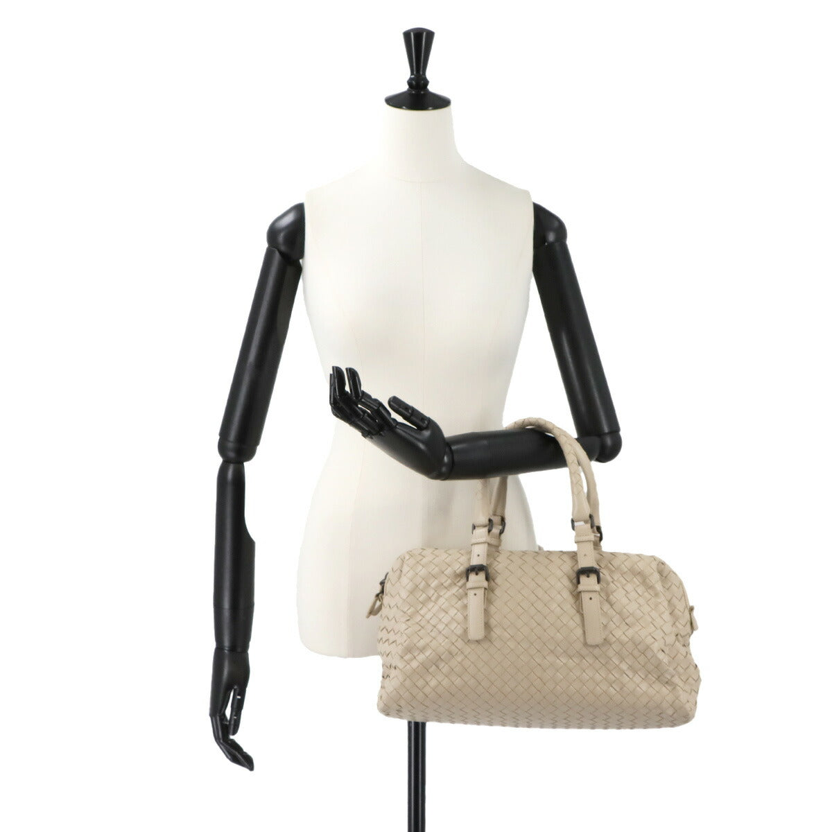 Intrecciato Hand Bag Leather Beige Purse