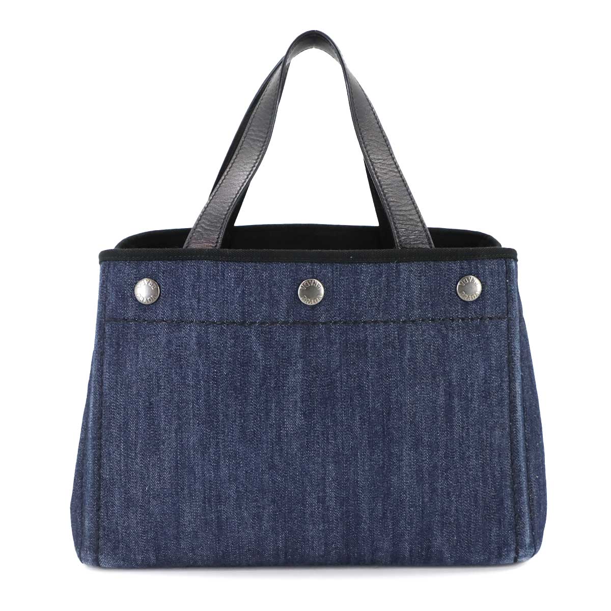 2way Hand Shoulder Bag Denim Leather Blue Black 1BG311 Purse