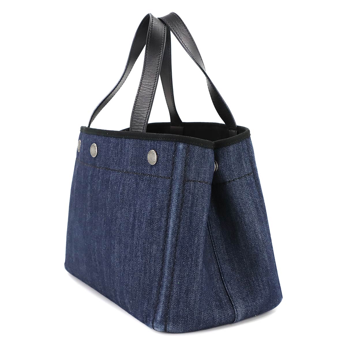 2way Hand Shoulder Bag Denim Leather Blue Black 1BG311 Purse