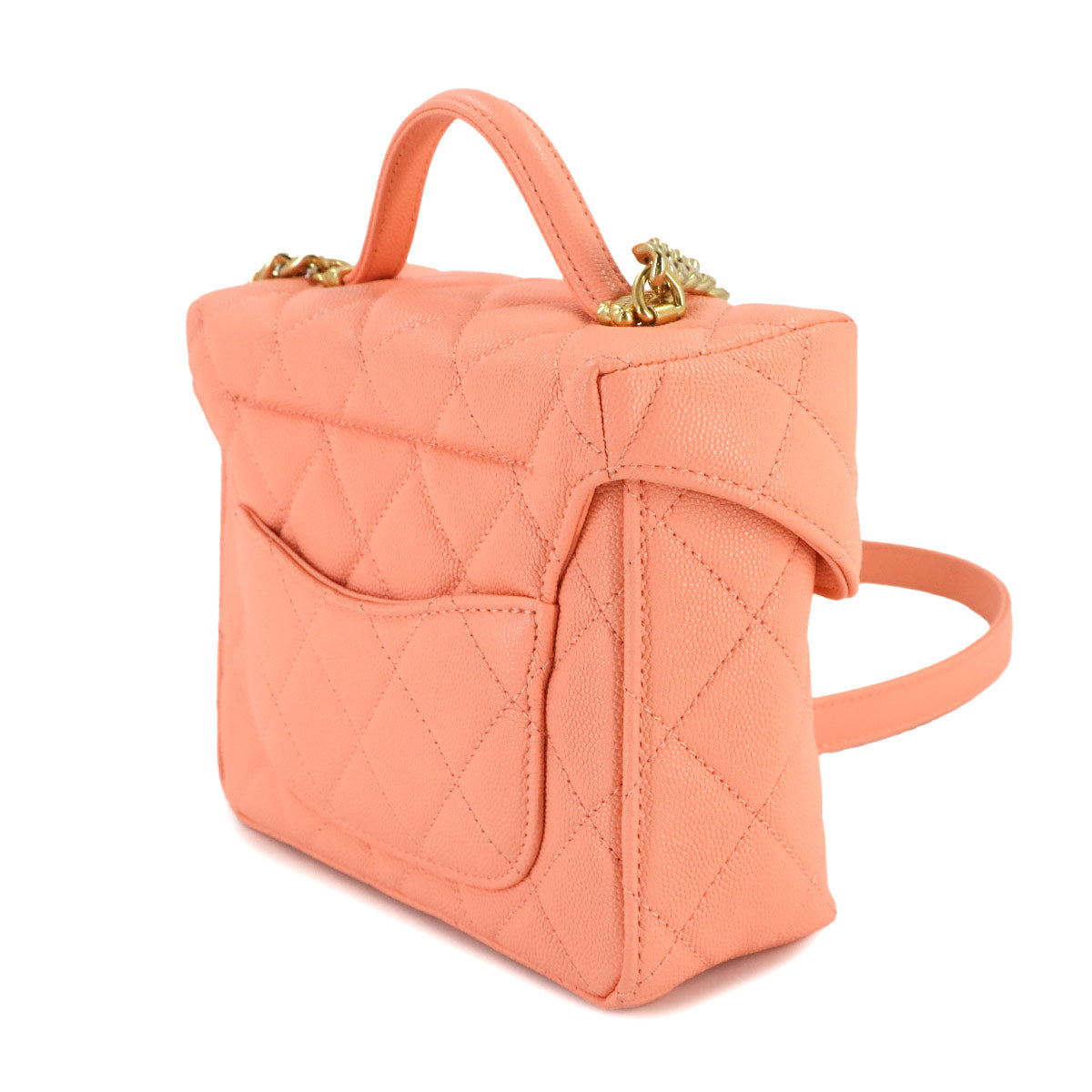 Matelasse Hand Shoulder Bag Leather Pink Purse