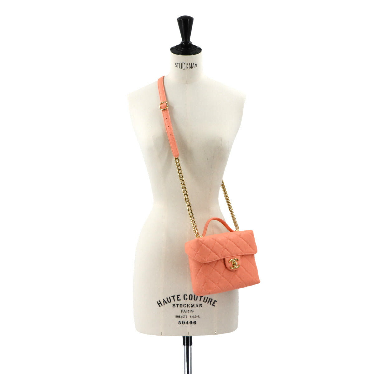 Matelasse Hand Shoulder Bag Leather Pink Purse