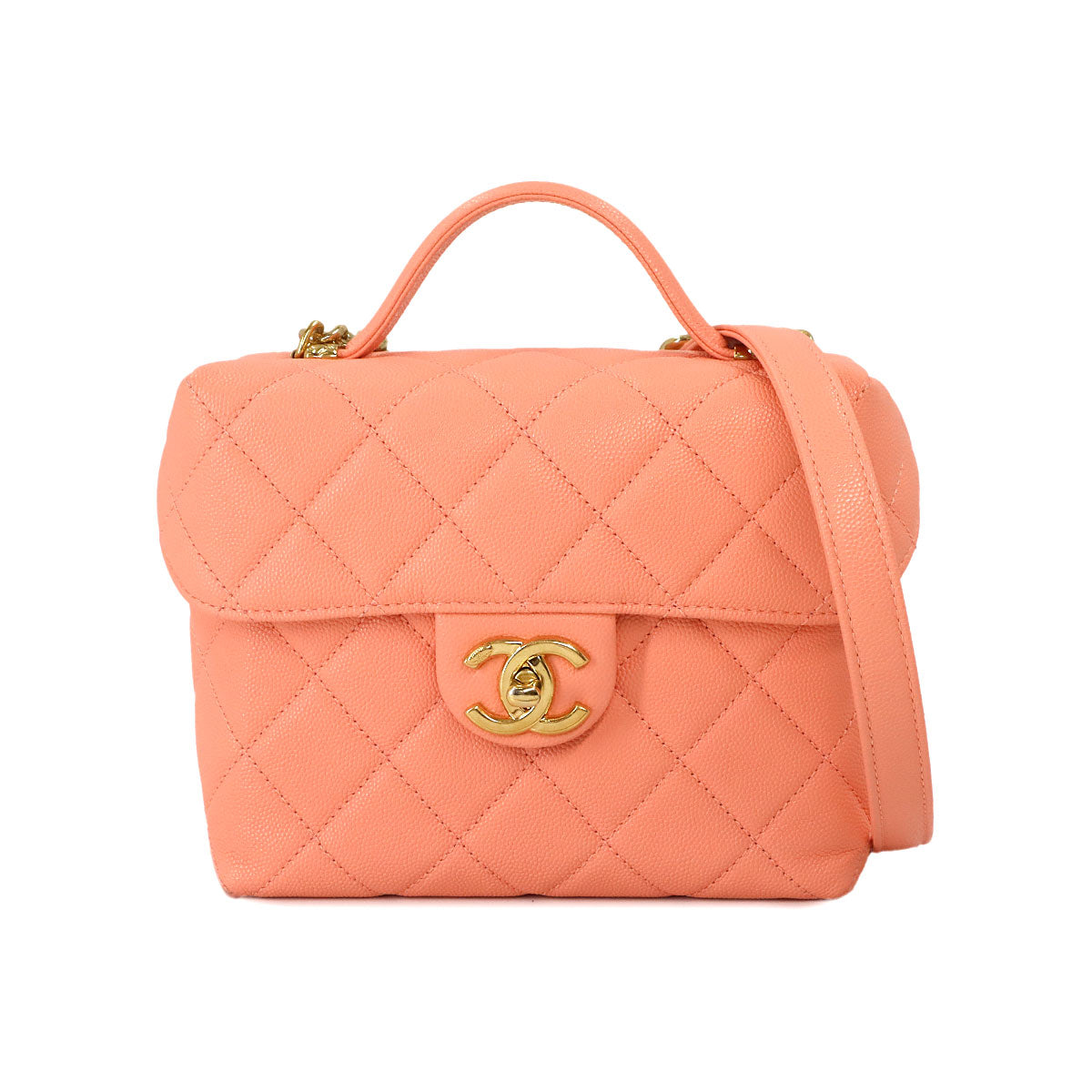 Matelasse Hand Shoulder Bag Leather Pink Purse