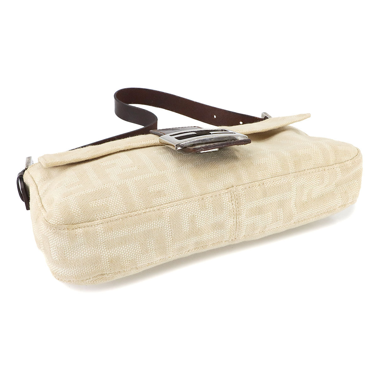 Zucca Mamma Baguette Shoulder Bag Canvas Leather Beige 26424