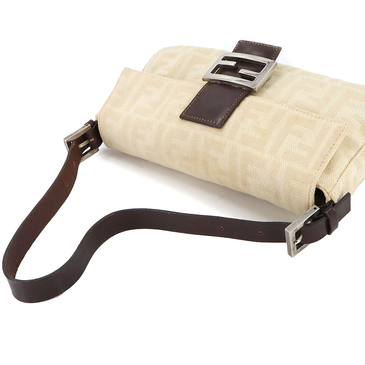Zucca Mamma Baguette Shoulder Bag Canvas Leather Beige 26424