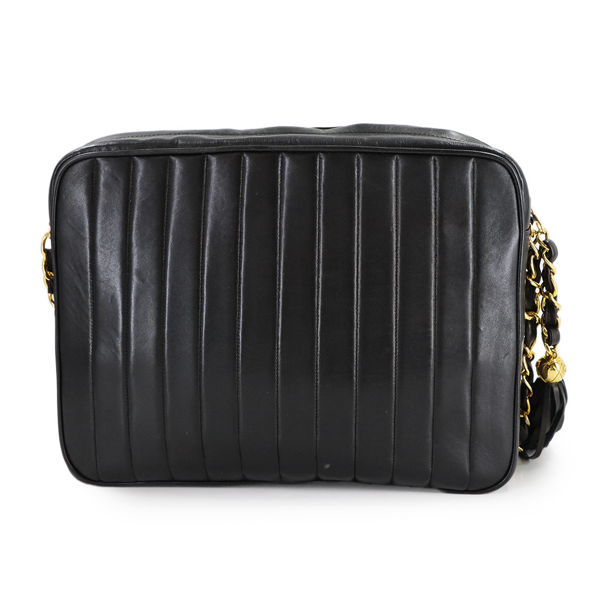 Mademoiselle Chain Shoulder Bag Leather Black Vintage