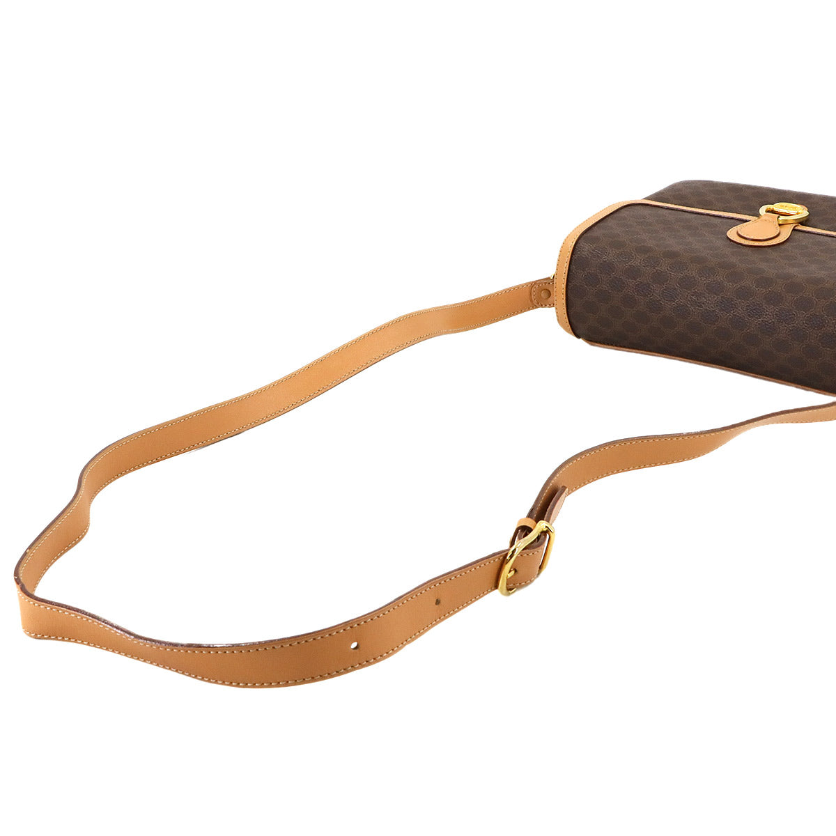 Macadam Shoulder Bag Leather PVC Brown Vintage Purse