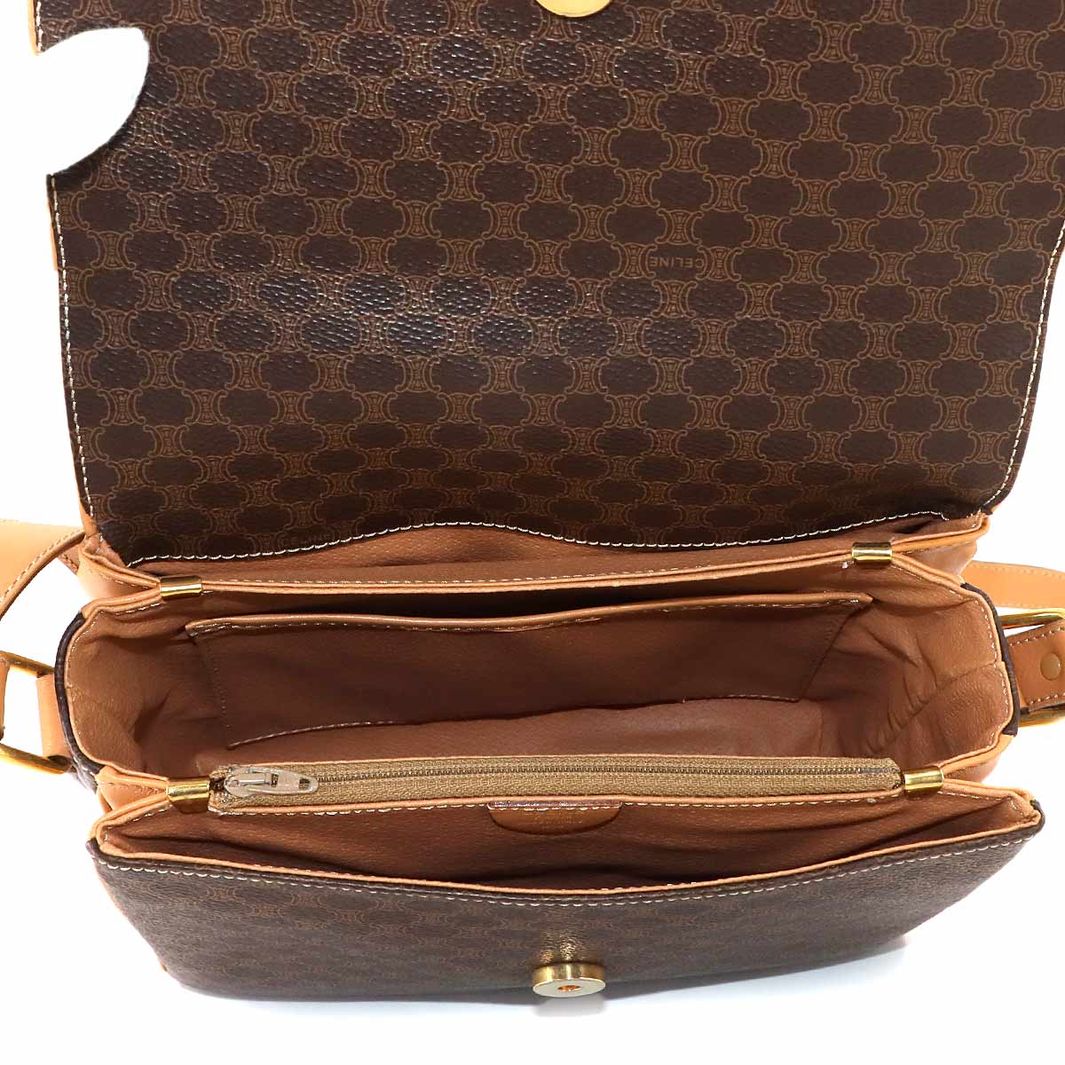 Macadam Shoulder Bag Leather PVC Brown Vintage Purse