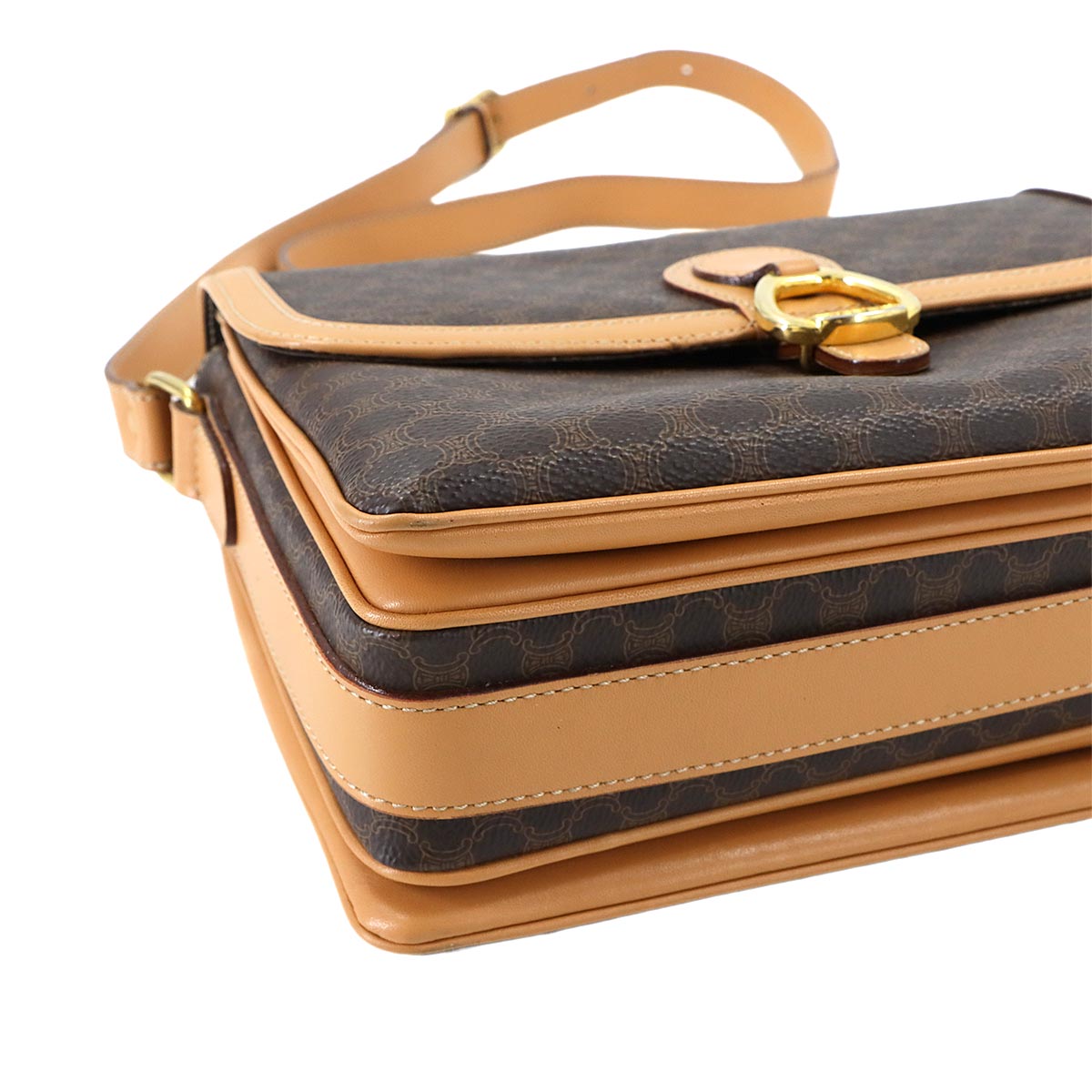 Macadam Shoulder Bag Leather PVC Brown Vintage Purse