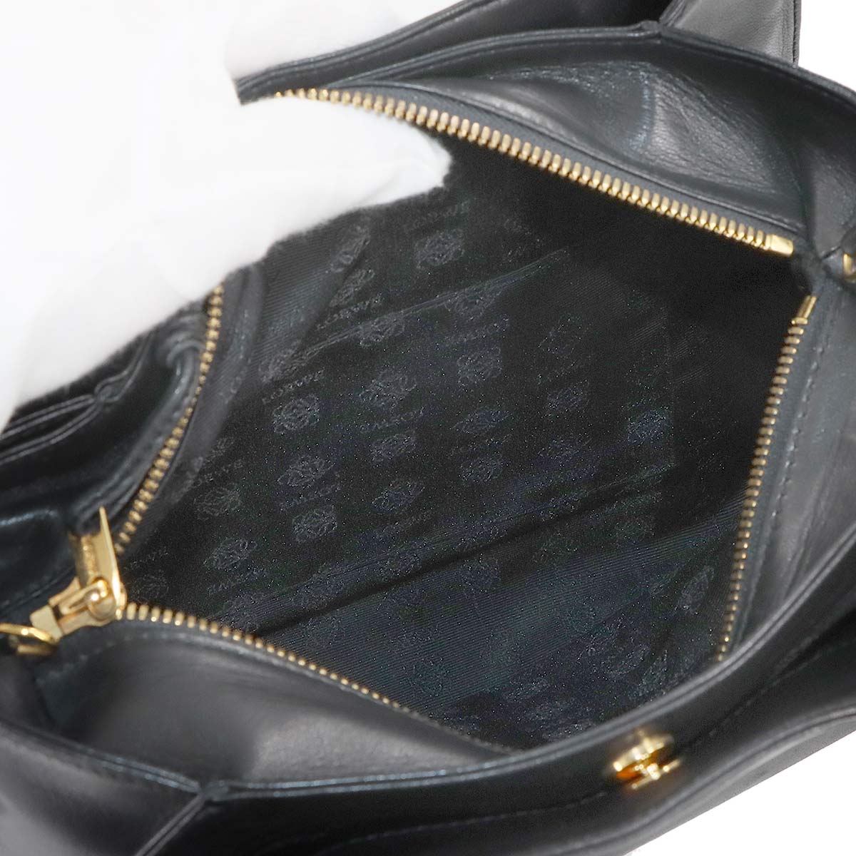 Anagram Hand Bag Leather Black Purse