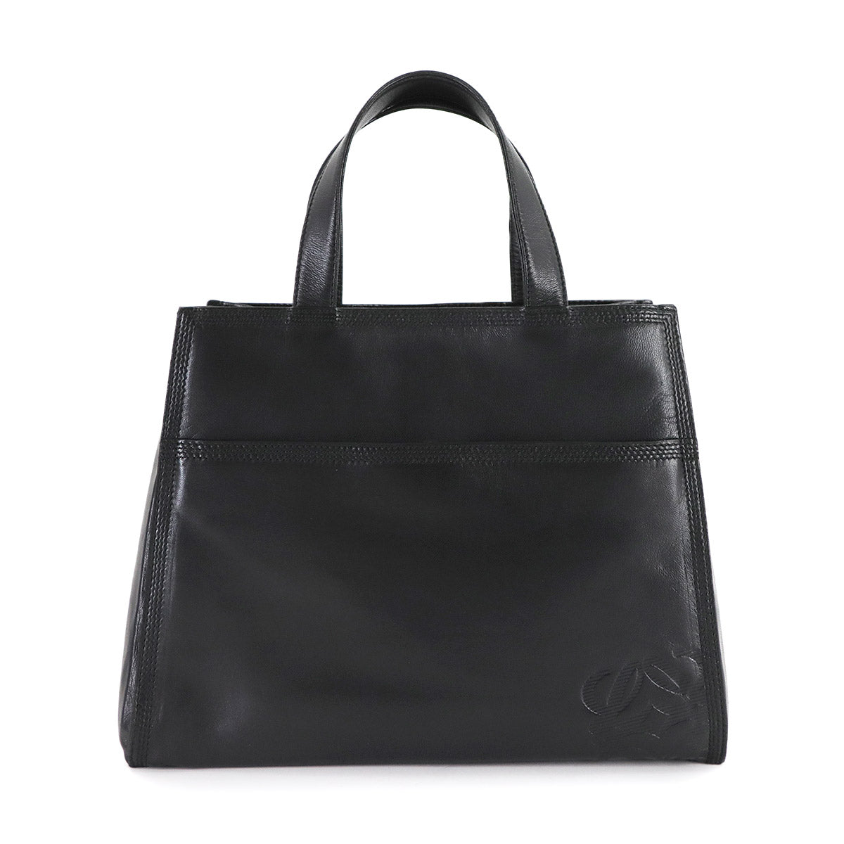 Anagram Hand Bag Leather Black Purse