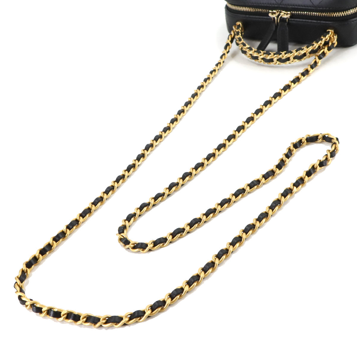 Matelasse Chain Shoulder Hand Bag Leather Black Purse