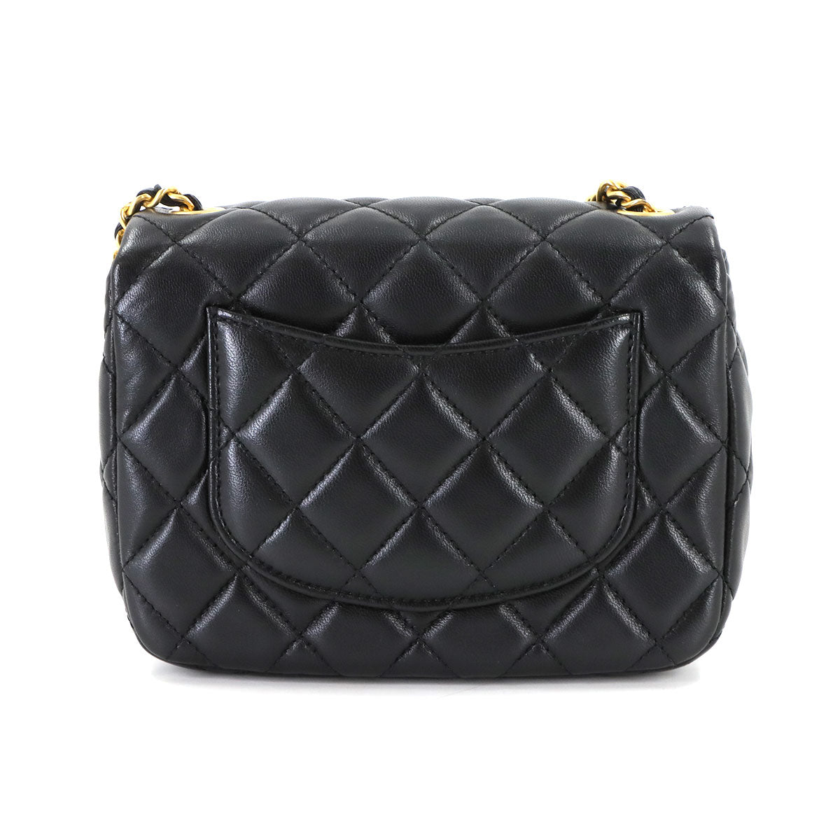 Mini Matelasse Chain Shoulder Bag Leather Black AS3490