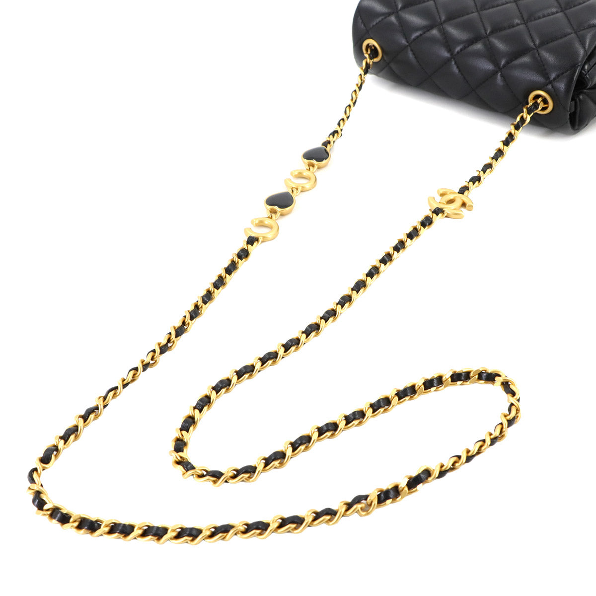 Mini Matelasse Chain Shoulder Bag Leather Black AS3490