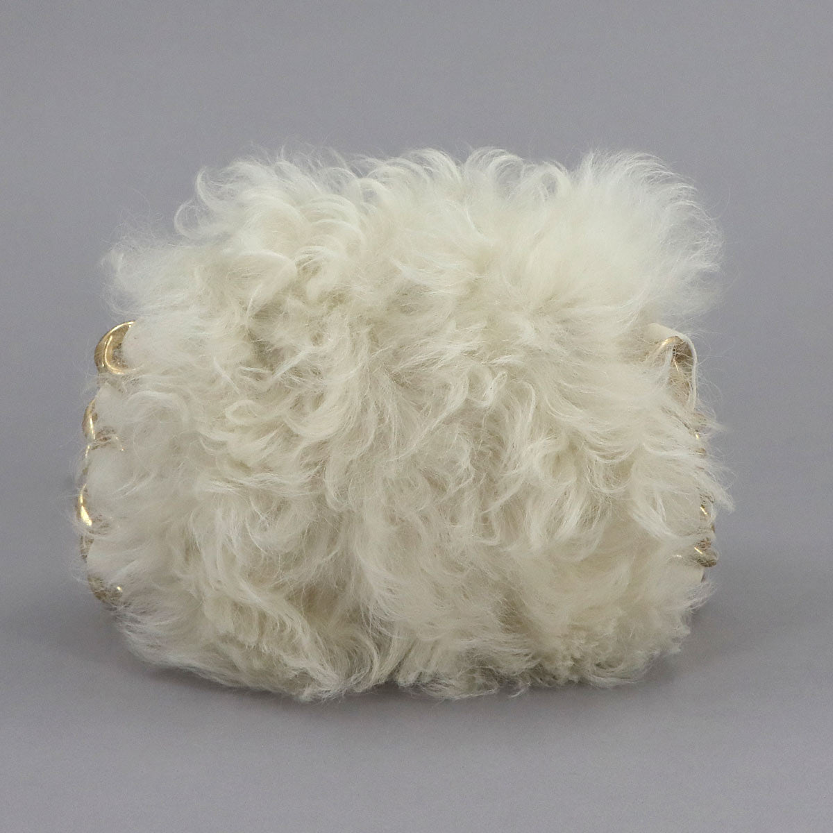 Fur Chain Shoulder Bag Shearling White Purse
