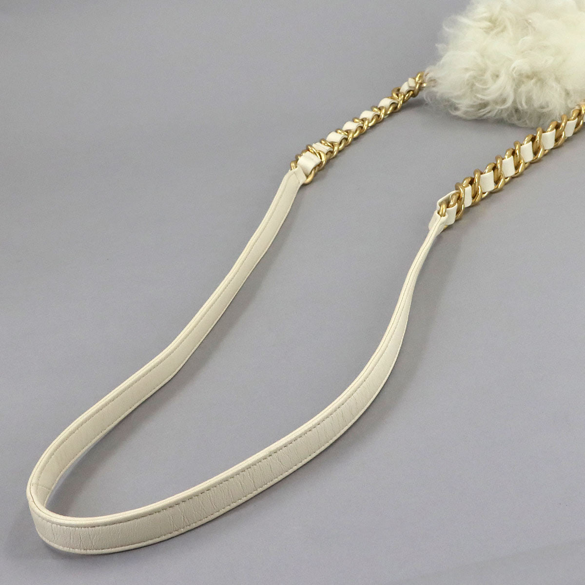 Fur Chain Shoulder Bag Shearling White Purse
