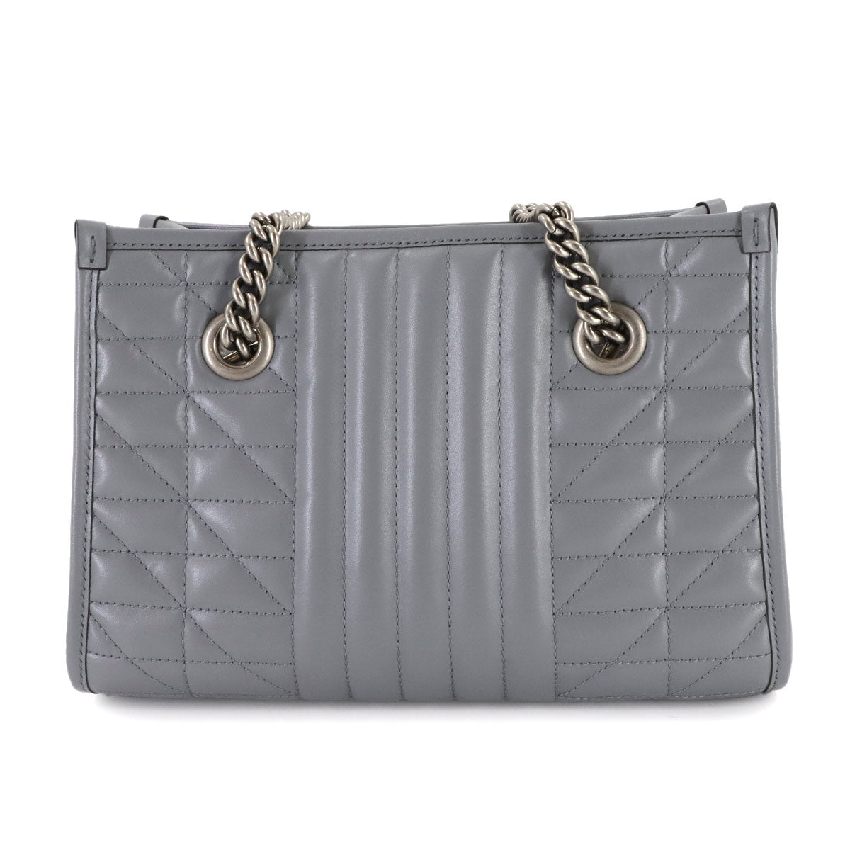 GG Marmont Small Chain Tote Bag Leather Gray 681483 Purse