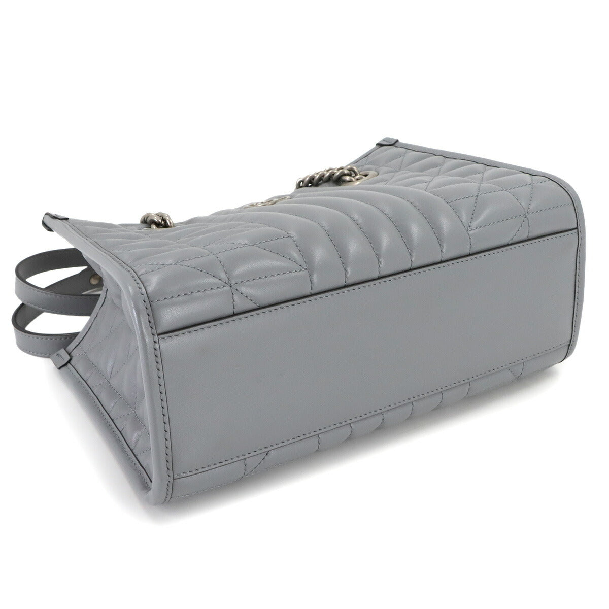 GG Marmont Small Chain Tote Bag Leather Gray 681483 Purse