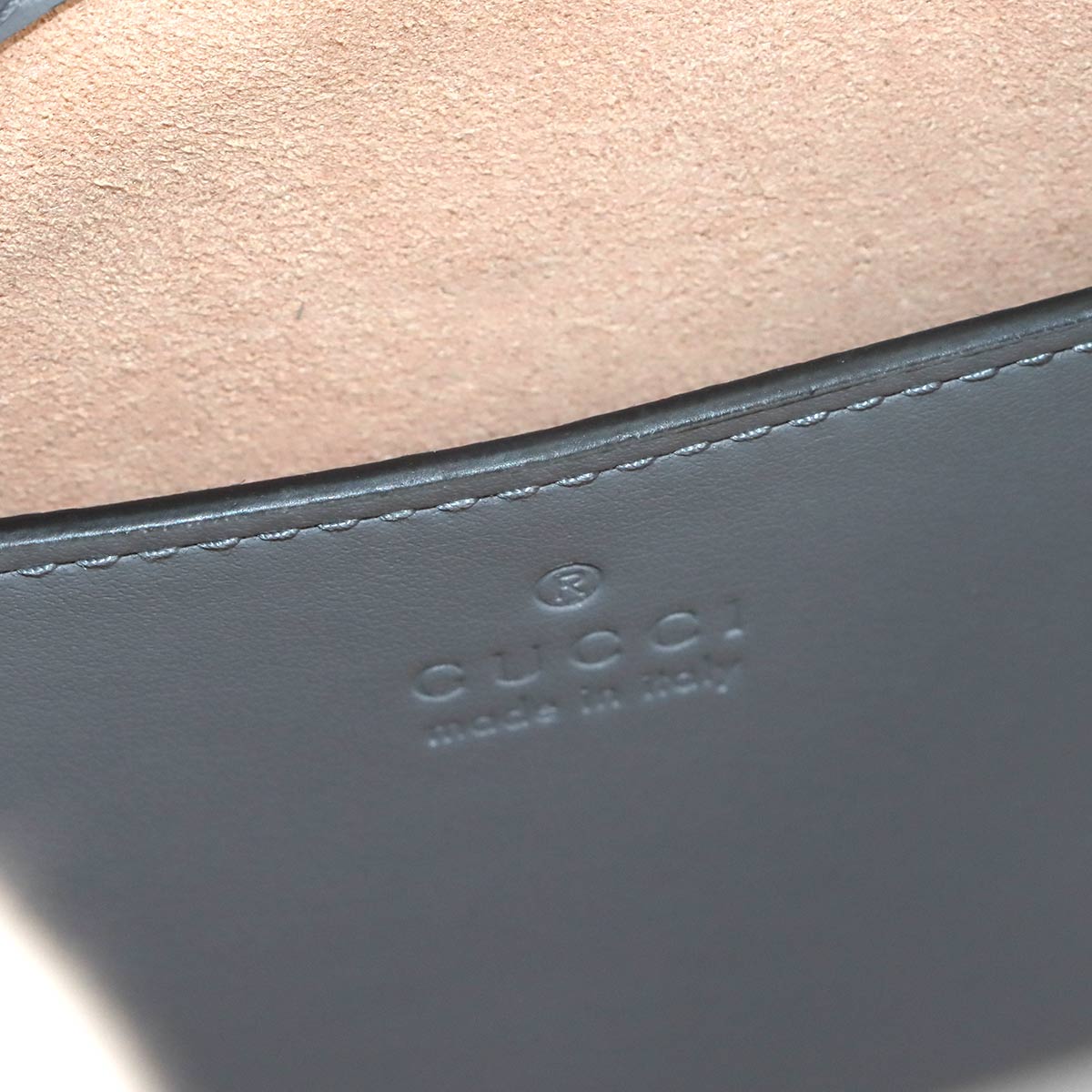 GG Marmont Small Chain Tote Bag Leather Gray 681483 Purse