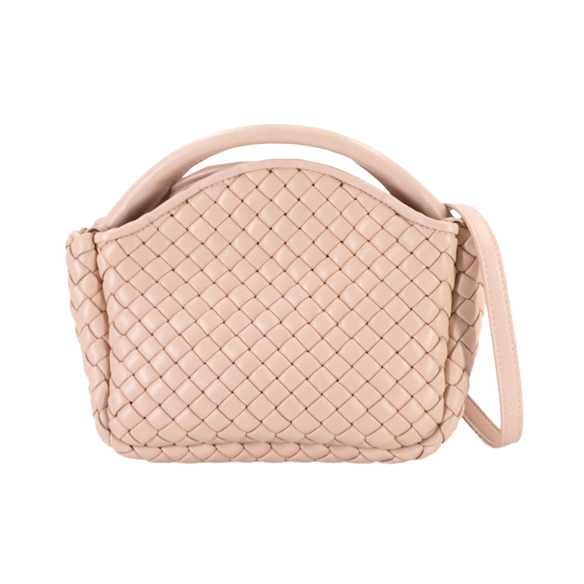 Intrecciato Small Cobble Hand Shoulder Bag Leather Pink