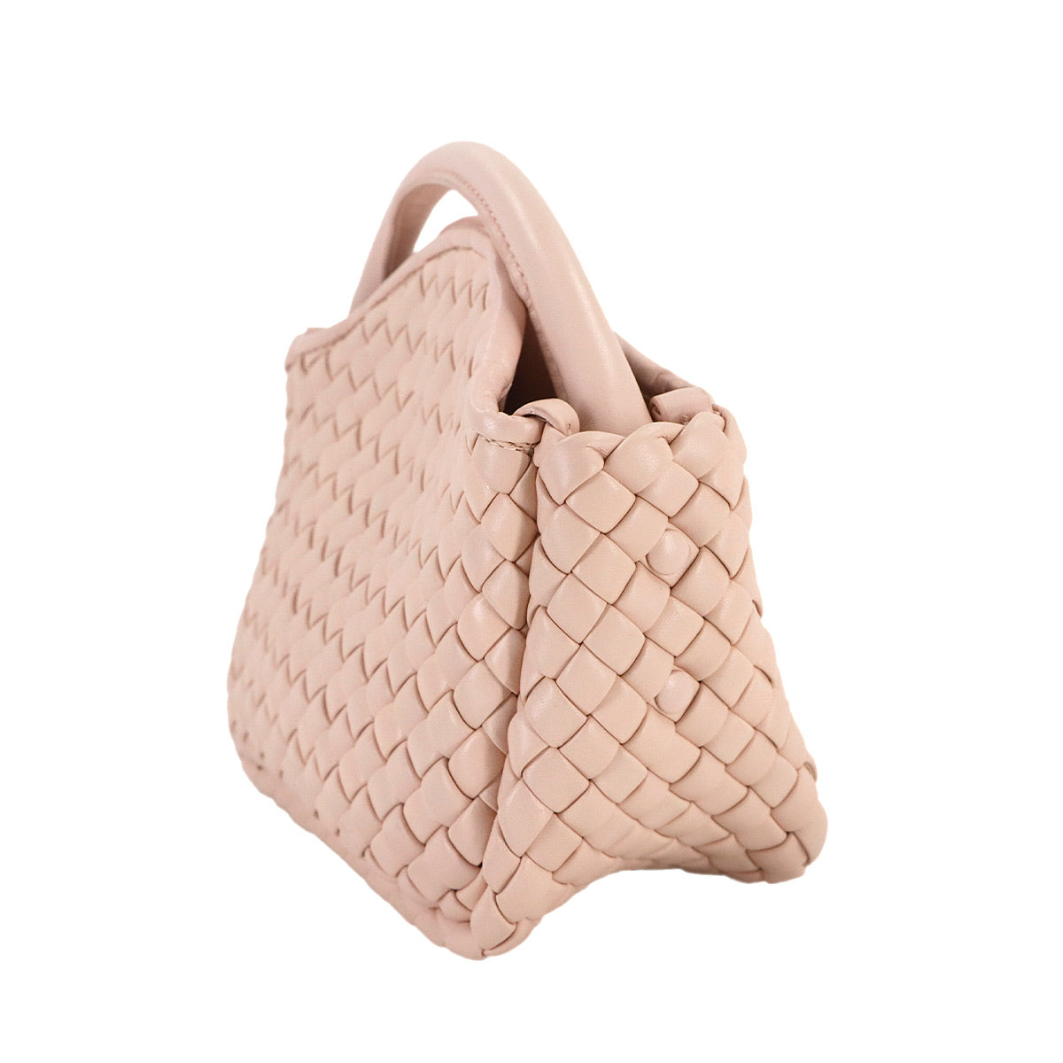 Intrecciato Small Cobble Hand Shoulder Bag Leather Pink