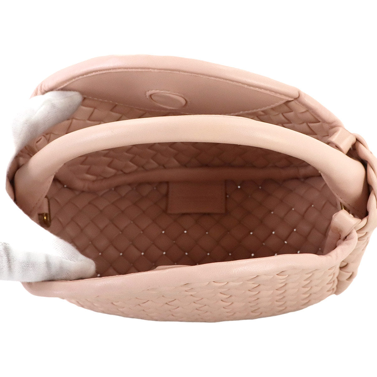 Intrecciato Small Cobble Hand Shoulder Bag Leather Pink