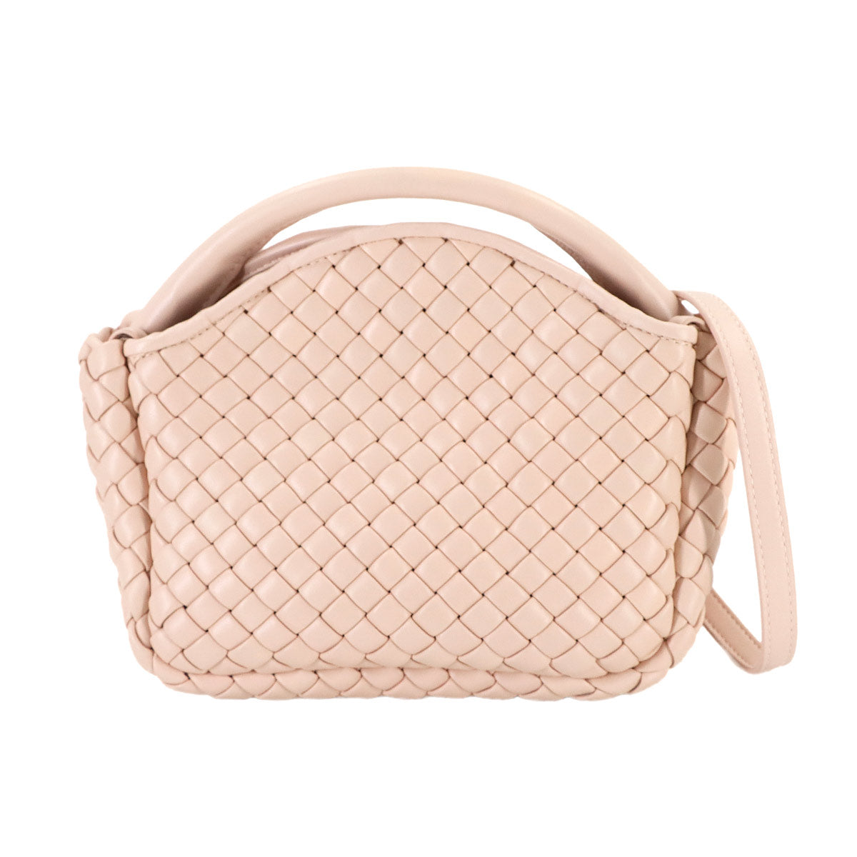 Intrecciato Small Cobble Hand Shoulder Bag Leather Pink