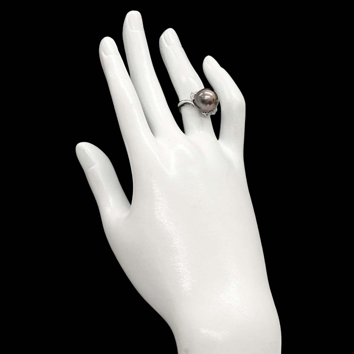 South Sea pearl 11.6mm Diamond 0.14ct Ring 18K WG 750 size4.75-5(US)