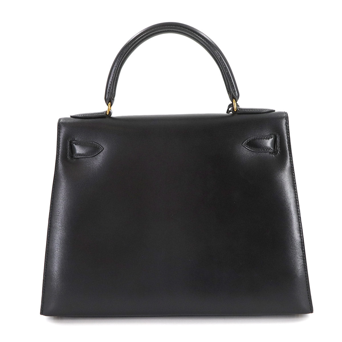 Kelly 28 Box carf Black 2way Hand Shoulder Bag Vintage Purse