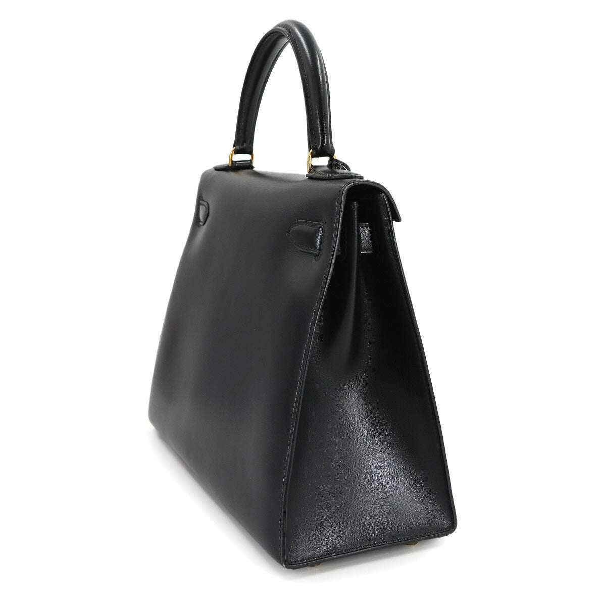 Kelly 28 Box carf Black 2way Hand Shoulder Bag Vintage Purse