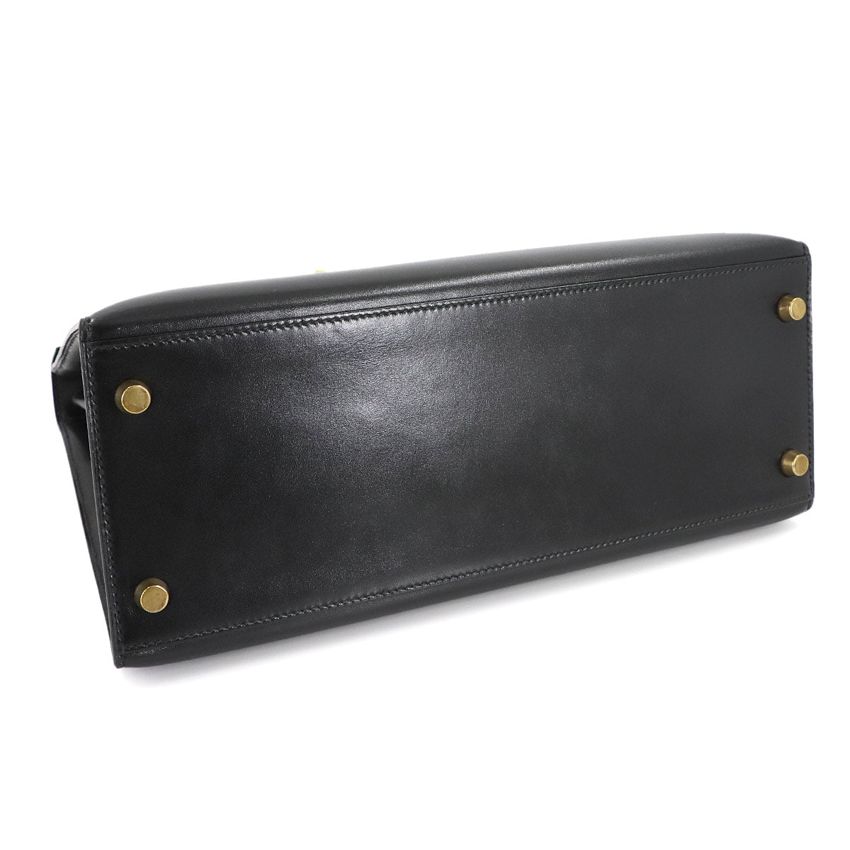 Kelly 28 Box carf Black 2way Hand Shoulder Bag Vintage Purse