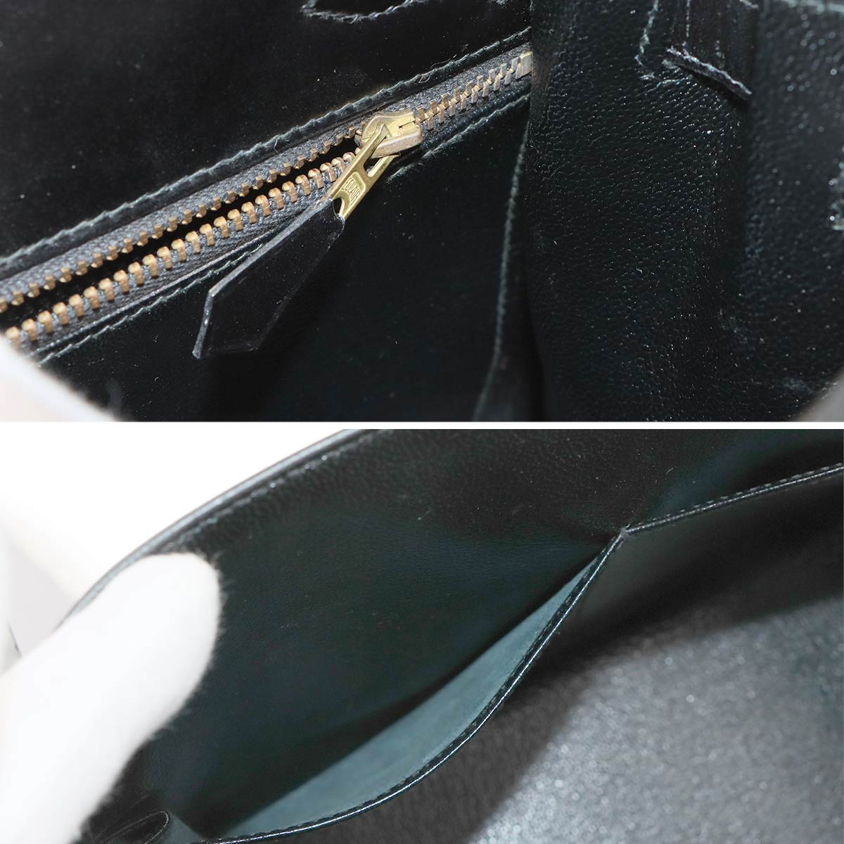 Kelly 28 Box carf Black 2way Hand Shoulder Bag Vintage Purse