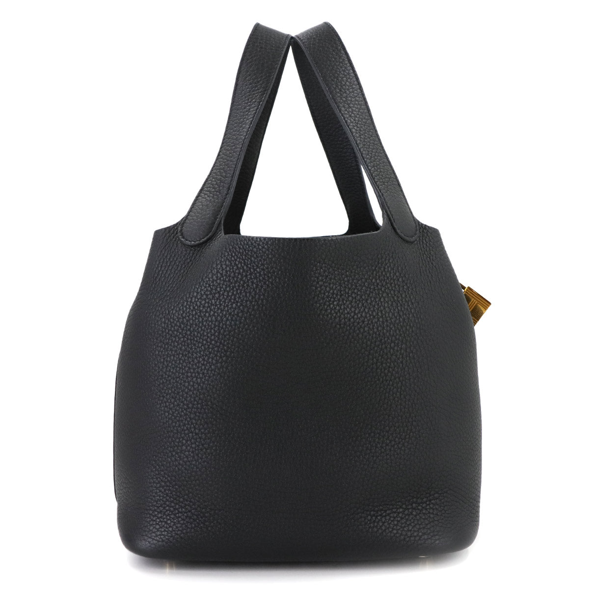 Picotin Lock MM Hand Bag Taurillon Clemence Black Purse