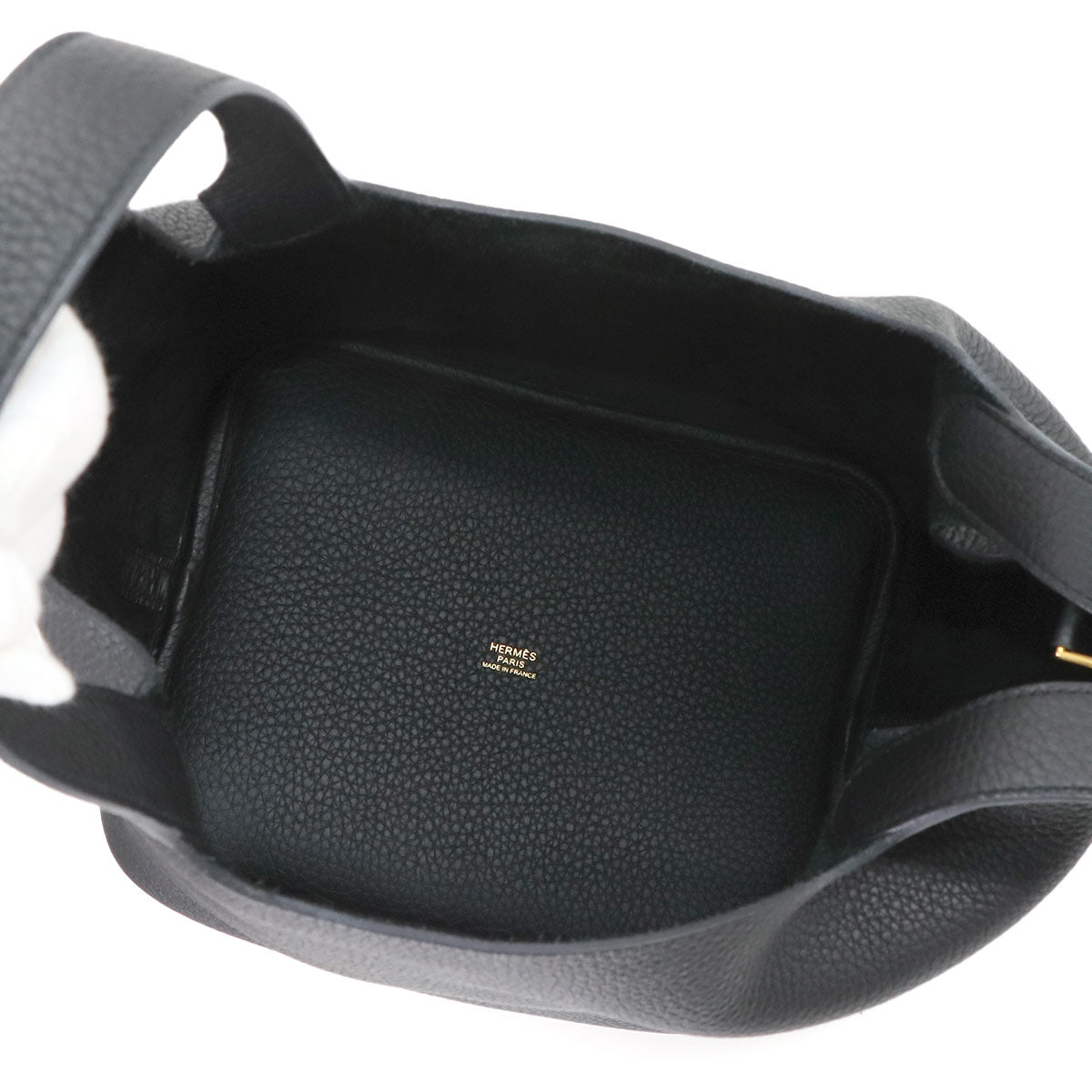 Picotin Lock MM Hand Bag Taurillon Clemence Black Purse