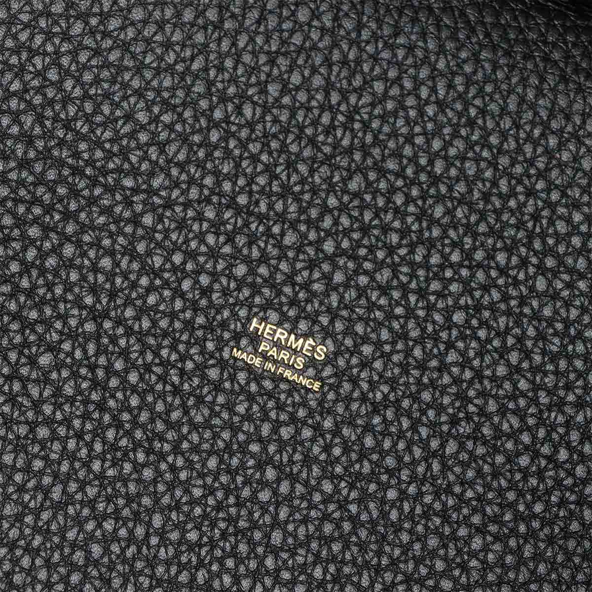 Picotin Lock MM Hand Bag Taurillon Clemence Black Purse