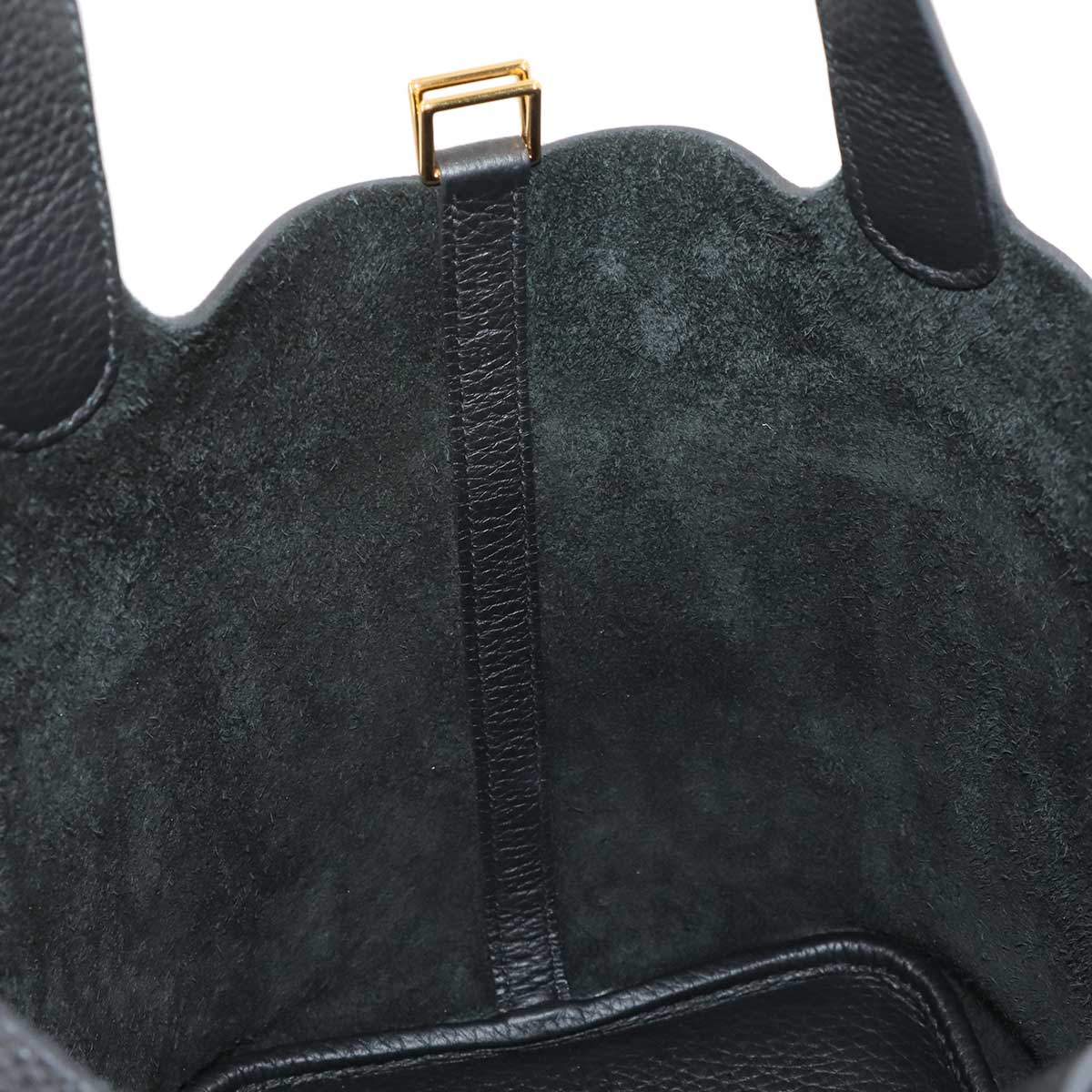 Picotin Lock MM Hand Bag Taurillon Clemence Black Purse