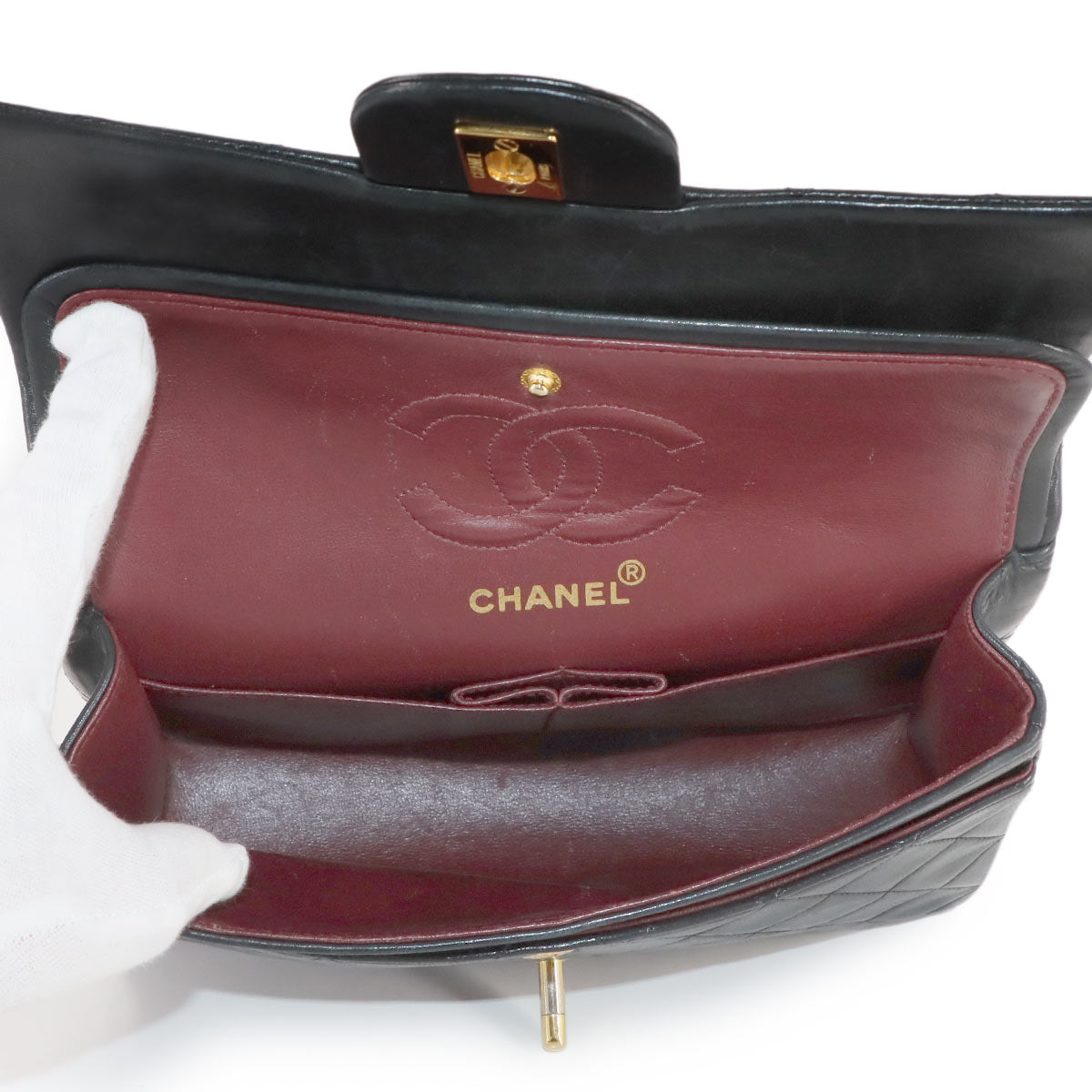 Matelasse 23 Chain Shoulder Bag Leather Black A01113 Vintage