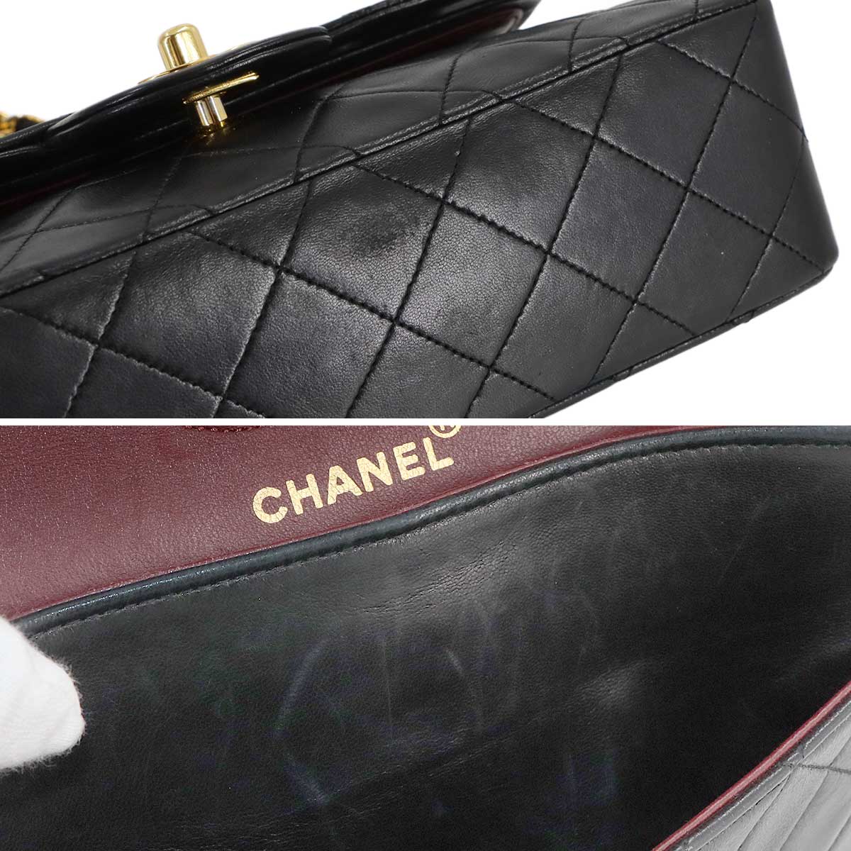 Matelasse 23 Chain Shoulder Bag Leather Black A01113 Vintage