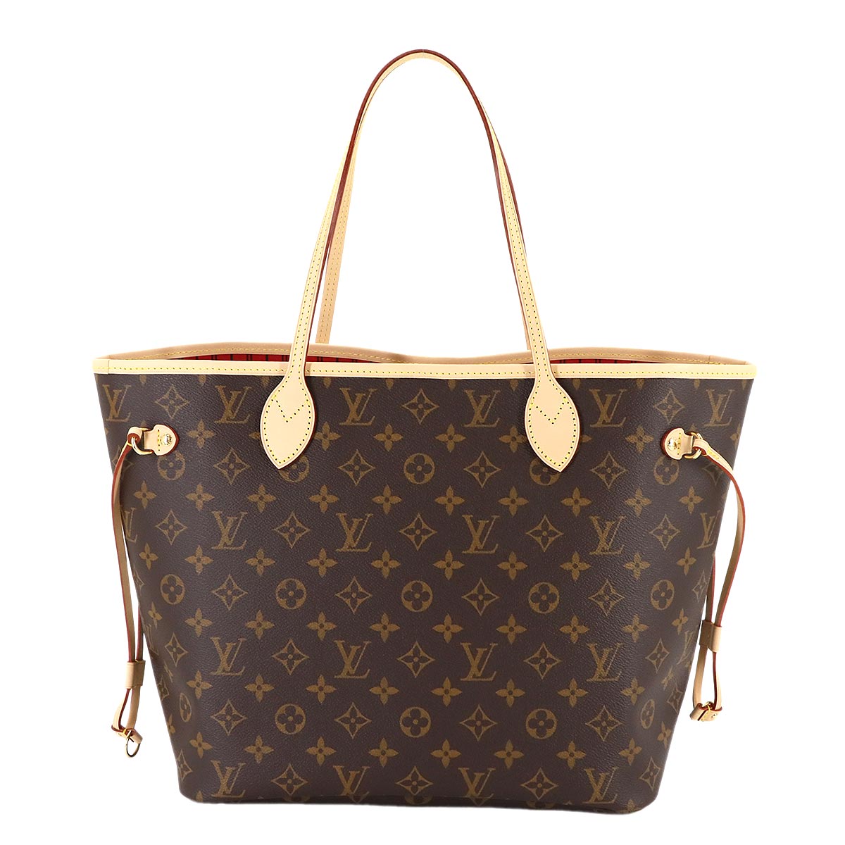 Monogram Neverfull MM Tote Bag Brown Cerise M46987