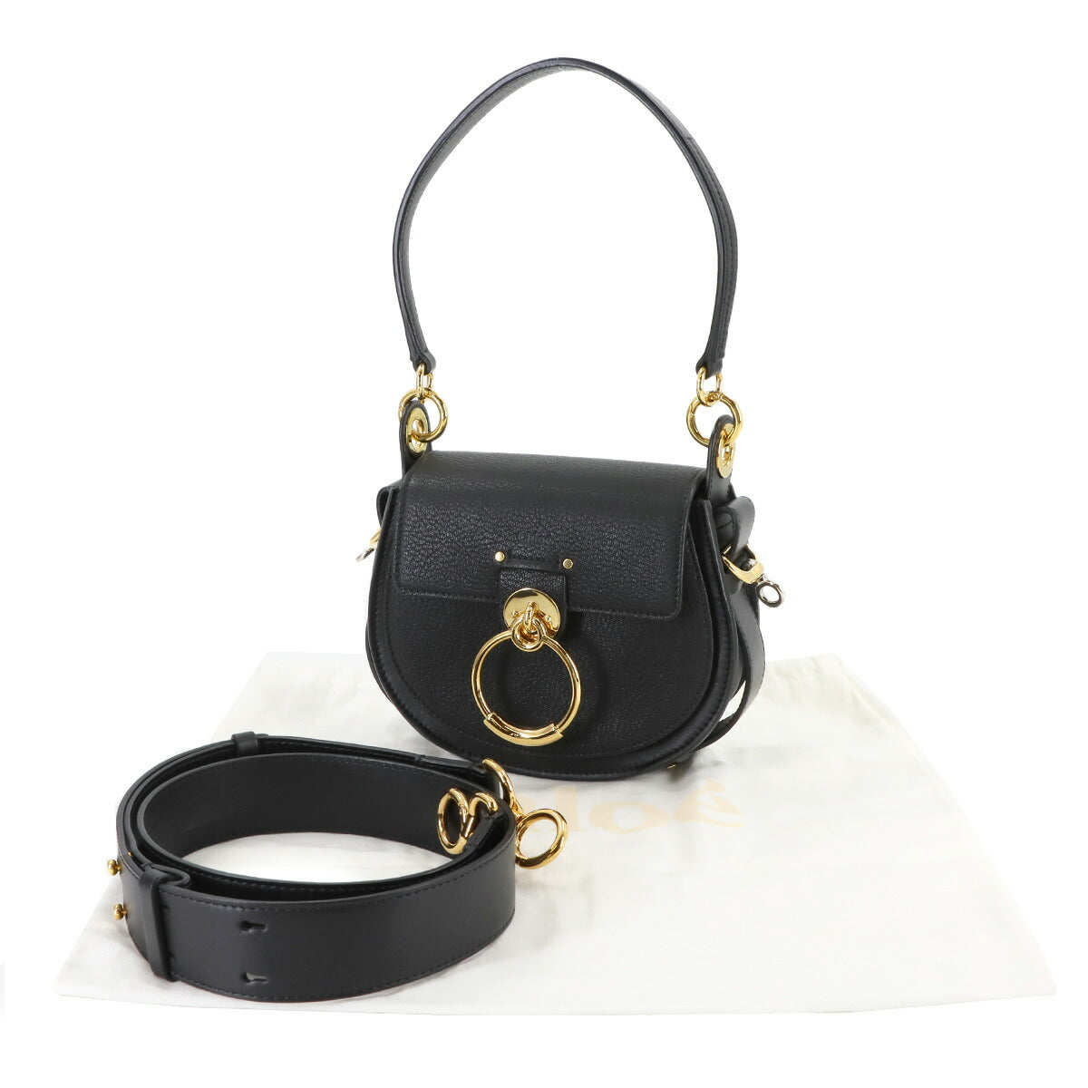 Tess Small 2way Hand Shoulder Bag Leather Black Purse