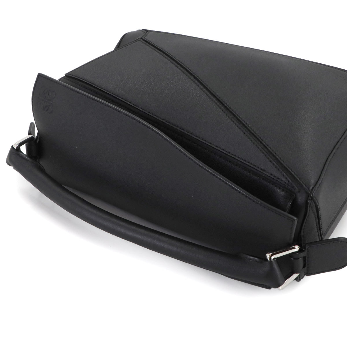 Pazzle Bag Medium 2way Hand Shoulder Bag Leather Black Purse