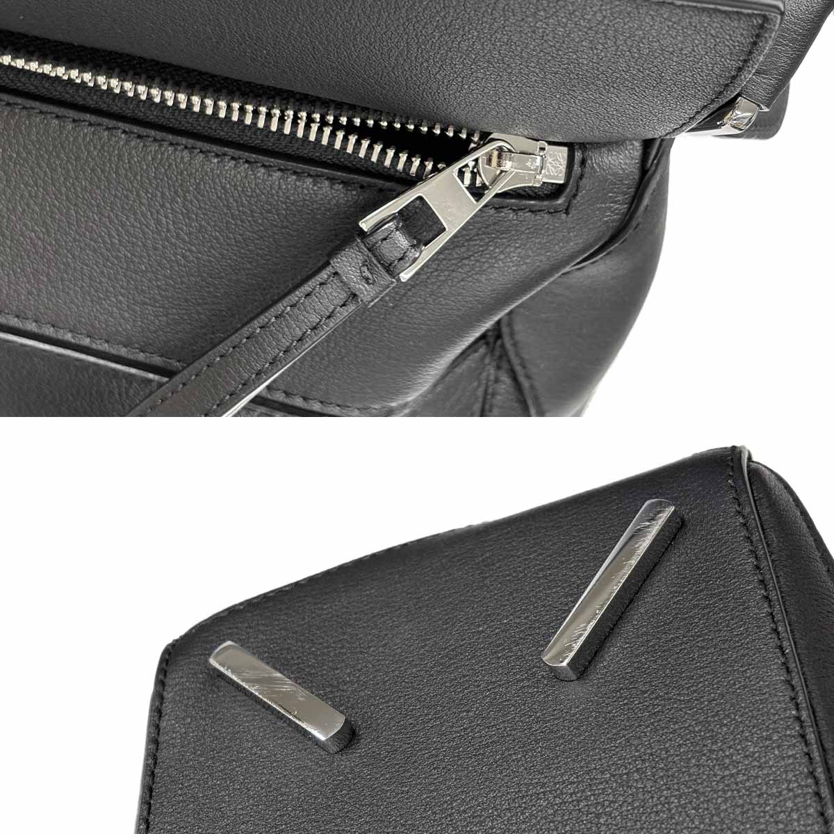 Pazzle Bag Medium 2way Hand Shoulder Bag Leather Black Purse