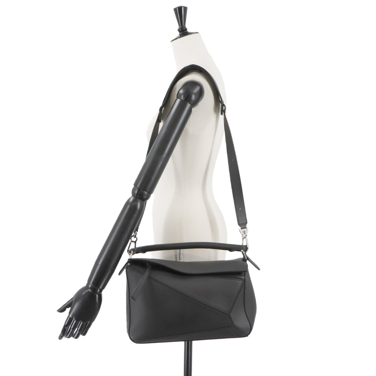 Pazzle Bag Medium 2way Hand Shoulder Bag Leather Black Purse