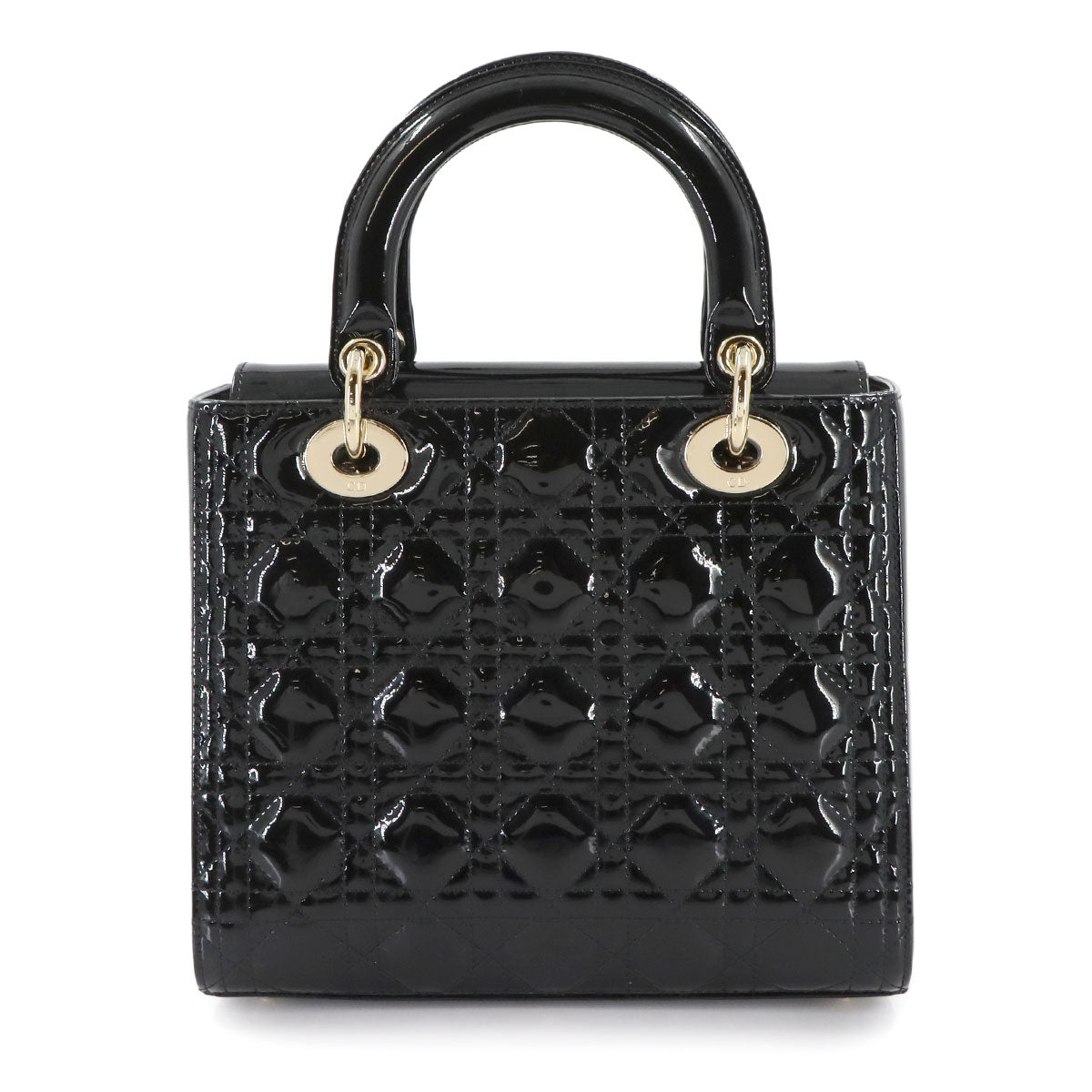 Lady Dior Medium Hand Shoulder Bag Enamel Black