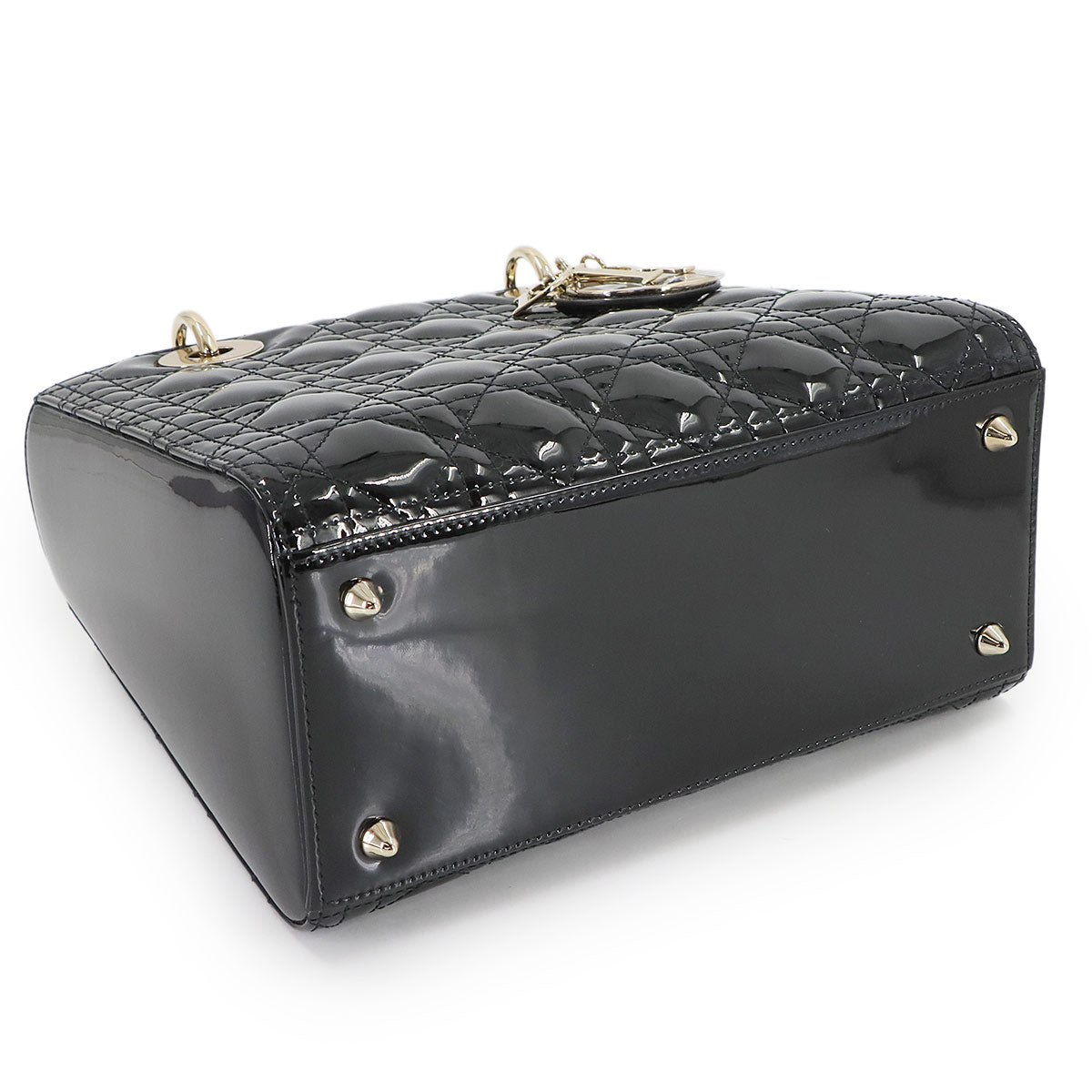 Lady Dior Medium Hand Shoulder Bag Enamel Black