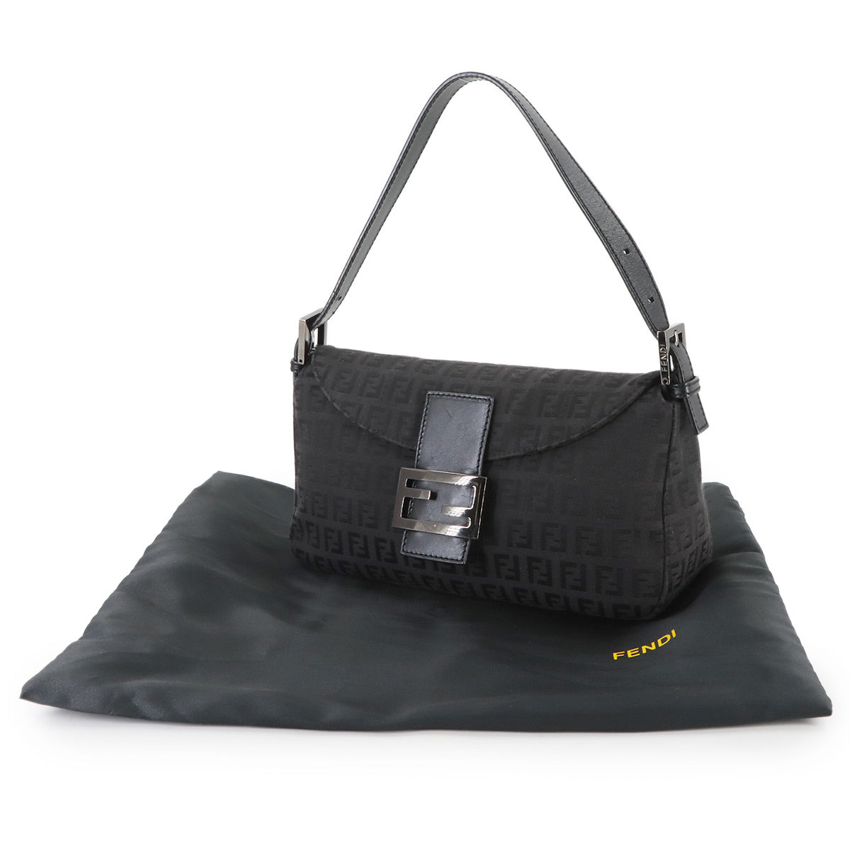 Zucchino Mamma Baguette Shoulder Bag Canvas Leather Black 8BR003