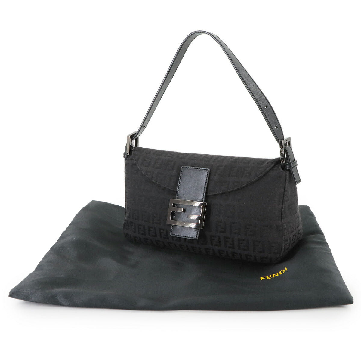 Zucchino Mamma Baguette Shoulder Bag Canvas Leather Black 8BR003