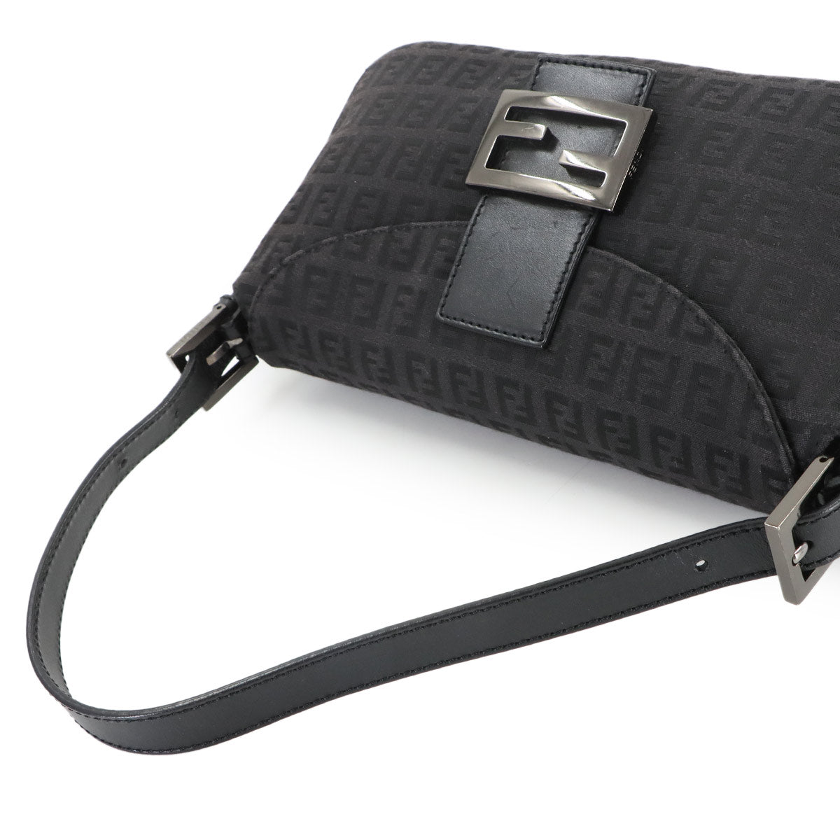 Zucchino Mamma Baguette Shoulder Bag Canvas Leather Black 8BR003